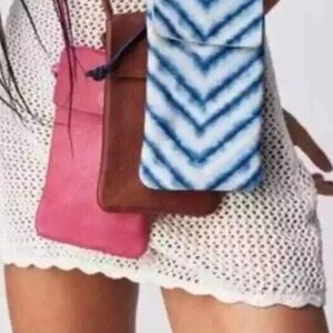 Free People Let's Dance Striped Leather Phone‎ Crossbody.